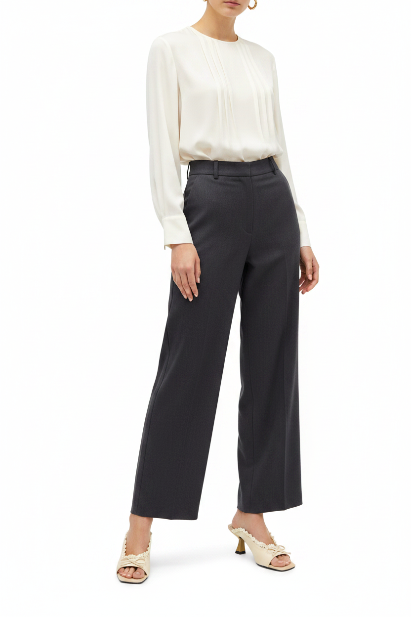 French-Italian Chic — Long Pant with Cream Bow Mules