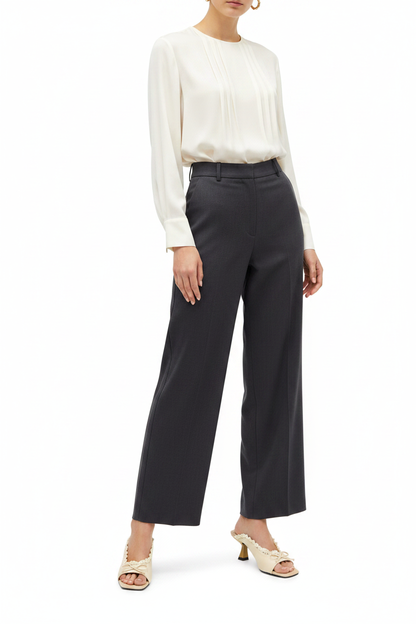 French-Italian Chic — Long Pant with Cream Bow Mules